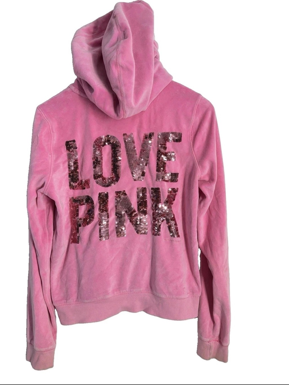 Victoria's Secret PINK Love Pink Hooded Zip Up Logo Hoodie L Y2K
